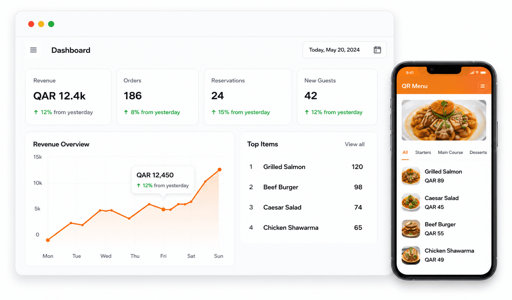 NeuroPOS restaurant order management interface showing structured order capture and kitchen ticket flow
