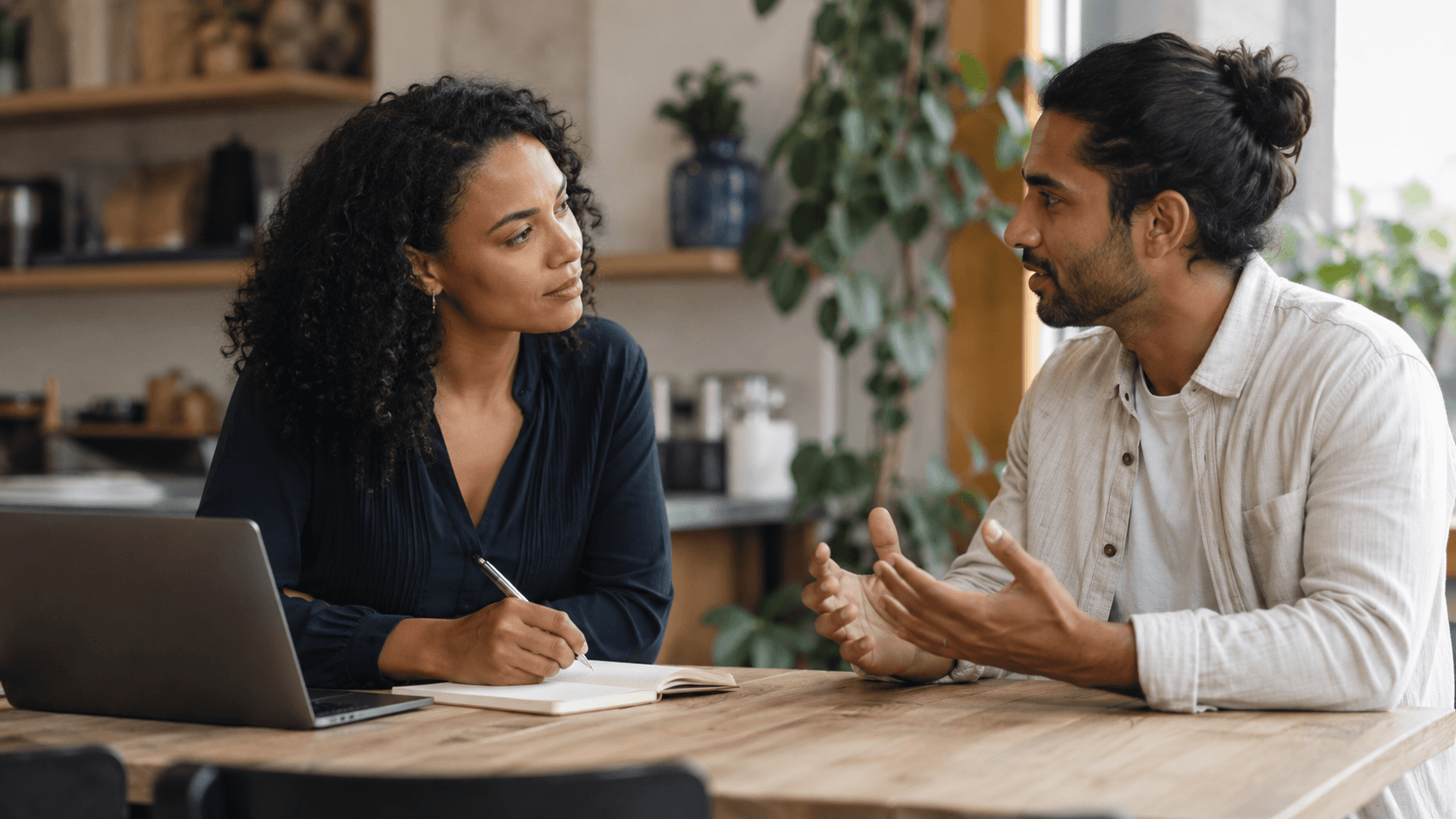 A business operator listening to a customer and turning genuine understanding into more useful content
